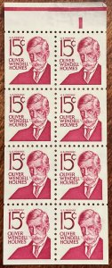 US #1288Bc MNH Booklet Pane of 8 Oliver W Holmes SCV $2.80 L42