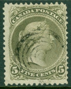 EDW1949SELL : CANADA 1875 Sc #26 Olive Green. Perf 11¾ x 12. Fine Used. Cat $225