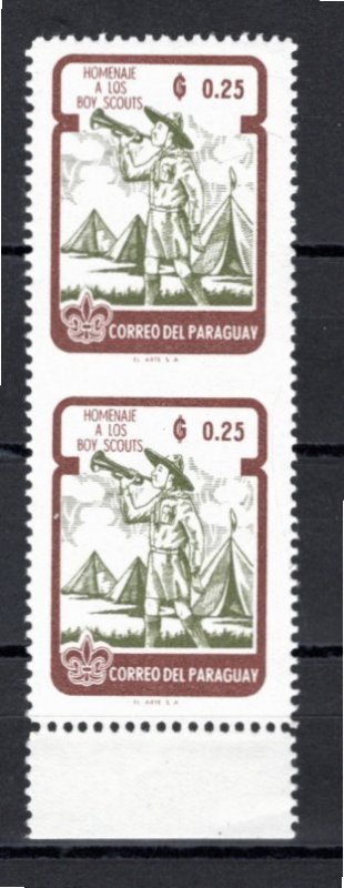 Paraguay 1962 MNH 640 VERTICAL PAIR PERFORATION ERROR