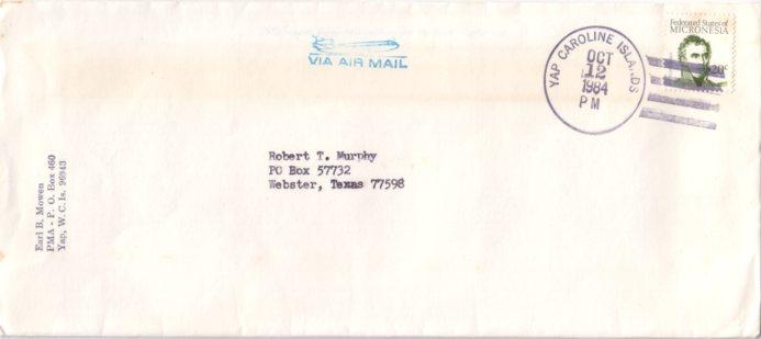 Caroline Islands Micronesia 20c Duperrey 1984 Yap Caroline Islands Airmail to...