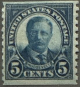 Scott #602 1924 5¢ Theodore Roosevelt rotary perf. 10 vertically unused HR