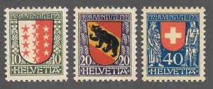 Switzerland Scott B18-B20 Unused VLHOG - 1921 Semi-Postal Set - SCV $16.25