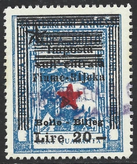 1945 Rijeka Croatia Partisan Govt Revenue 20L/40L Blue Fine Used-