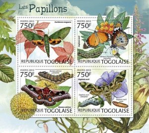 Togo 2012 MNH - Butterflies. YT 2880-2883, Mi 4423-4426.