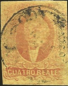 J) 1861 MEXICO, HIDALGO, 4 REALES RED, MEXICO GOTHIC, MN 