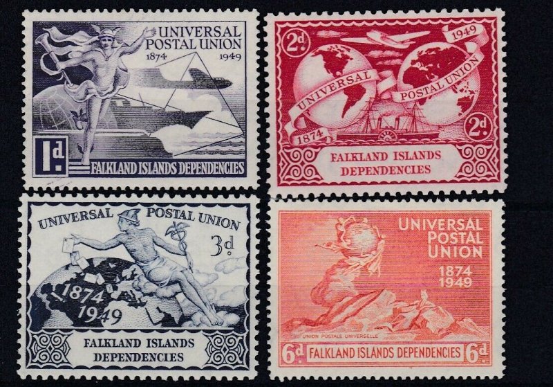 FALKLAND ISLANDS DEPS    1949  UPU SET OF 4  MH 