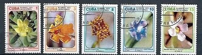 CUBA Sc# 1920-1924  WILDFLOWERS flowers CPL SET of 5  1974  used / cancelled