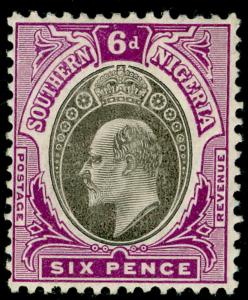 SOUTHERN NIGERIA SG27a, 6d grey-black & bright purple, LH MINT. Cat £13.