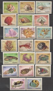 Oz0543 1972 Fujeira Fish & Marine Life Seashells Michel #1019-38 Set Mnh