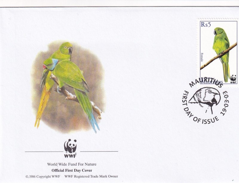 SA14 Mauritius 2003 World Wide Fund - Birds FDC