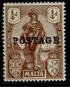 MALTA GV SG143, ¼d brown, LH MINT.