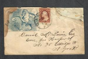 US Sc#25 Girard PA Rare Cachet-Horse+Skeleton-Repairs