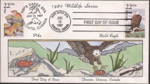 Van Natta Hand Painted Dual Combo FDC for the 1987 North American Wildlife Issue