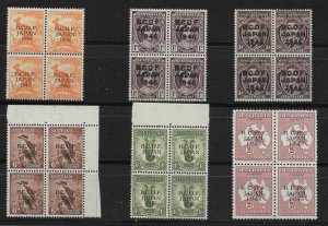 AUSTRALIA-B.C.O.F. SGJ1/6 1946 OVPT SET TO 2/= BLK OF 4 MNH (r)