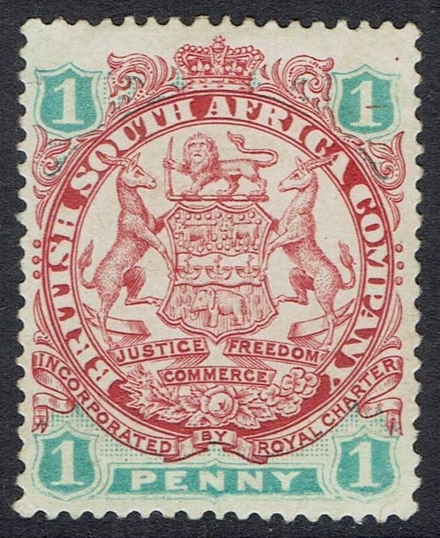 RHODESIA 1896 ARMS 1D LION LIGHT SHADING