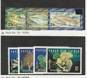 Papua New Guinea, Postage Stamp, #876-8, 924-7 Mint NH, 1995-7 Fish, Coral