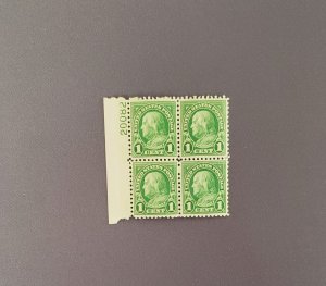 552, Franklin, w/plate #, Mint, Prev Hinged CV $3.00