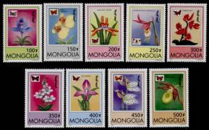 Mongolia 2269-77 MNH Flowers, Orchids, Butterflies