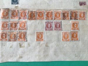 Belgium pre cancel stamps on old album part pages Ref A8461