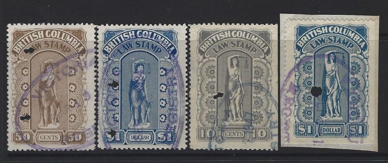 CANADA - BRITISH COLUMBIA USED LAW STAMPS REVENUE