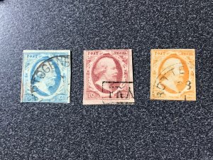 #1's of the World Netherlands 1-3 used 1852 King William III KSPhilatelics