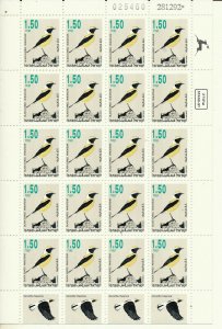 ISRAEL 1993 BIRDS 1.50 NIS 20 STAMP SHEET MNH SEE SCAN 