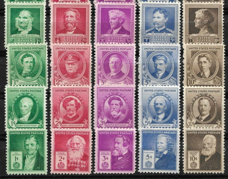 Doyle's_Stamps: 1940 VF Mint NH Famous Americans Set Scott  #859** to #893**