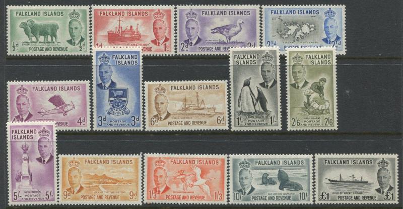 Falkland Islands 1952 set to £1 mint o.g. hinged
