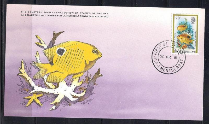 Montserrat FDC card Sc 448 Cousteau Society Damselfish  L71