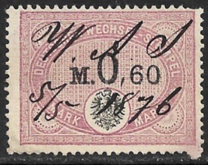 GERMANY 1875 0.60m Red Violet Bill of Exchange Revenue Erler No.AJ53B VFU