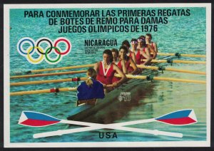 Nicaragua Olympic Games Victors in Rowing and Sculling MS Imperf 1976 MNH