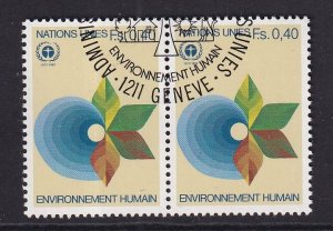 United Nations  Geneva  #112 cancelled 1982 nature protection 1.50fr  pair