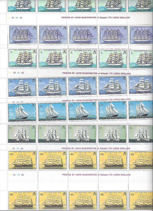 BERMUDA 1976 SHIPS SET COMPLETE IN GUTTER BLOCKS OF 10 Sc 337 347 W/ EXTRA BLOCK