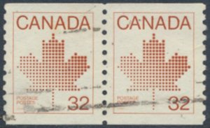 Canada SG 1036b  SC# 951  coil pair P10 imperf  Flags  Used   see details & s...