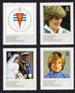 Falkland Is. Dep. Diana Princess of Wales 21st Birthday 4v 1982 MNH SG#108-111