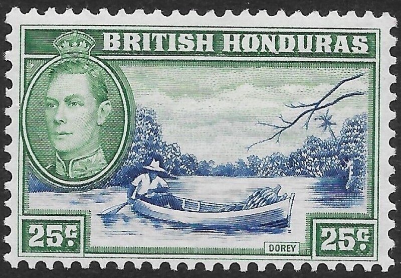 BRITISH HONDURAS SG157 1938 25c BLUE & GREEN MTD MINT