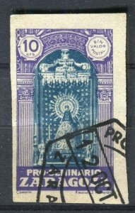 SPAIN; 1940s Zaragoza Pro-Seminario issue Imperf fine used 10c. value