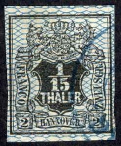 Germany Hanover Sc# 13 Used 1856-1857 1/15th Coat of Arms