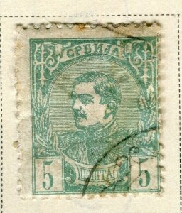 SERBIA; 1881 early classic potrait issue fine used 5p. value
