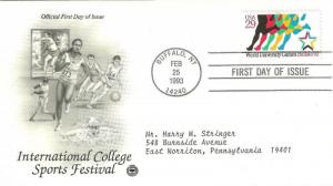 U.S. 1993 WORLD UNIVERSITY GAMES Buffalo93 Scott #2748 on PCS FDC Cachet (TA2...