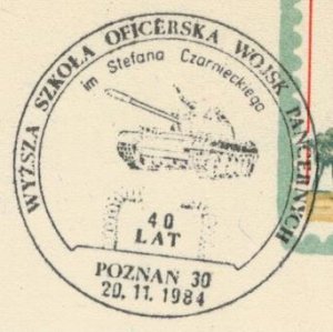 Poland 1984 Card Special Cancellation Military University Tank Army