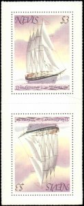 Nevis #117, Incomplete Set, Pair, 1980, Ships, Never Hinged