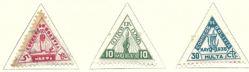 Bolivia  #J7-J9 (M&U)   CV $5.50