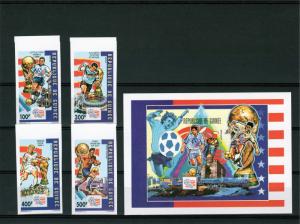 Guinea 1992 World Cup USA 94 Set(4)+1SS Imperf.Mi.#1367/0B=Bl.410B MNH