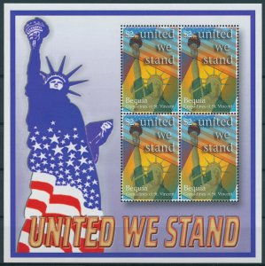 Bequia Stamps 2002 MNH United We Stand September 11 Historical Events 4v M/S