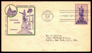 Scott 799 3 Cents Hawaii Fidelity FDC Typed Address Planty 799-4