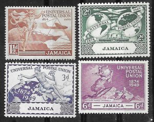 Jamaica # 142-45  U.P.U. Anniversary 1949   (4)  VF Unused