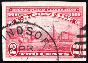 U.S. Used Stamp Scott #373 2c Hudson-Fulton, Superb. WIndsor CT CDS Cancel. Gem!