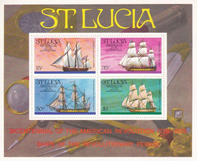 SA17c St Lucia 1976 American Bicentennial - Ships mint Souvenir Sheet