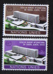 United Nations Geneva  #37-38  MNH 1974 New ILO Headquarters